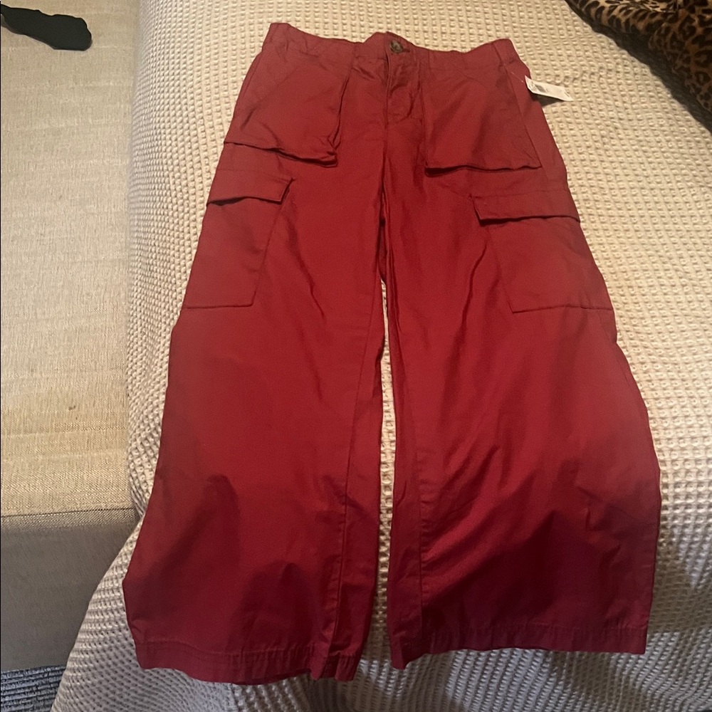 Old Navy Burgundy Cargo Pants Maroon Crimson NWT Girls size 8